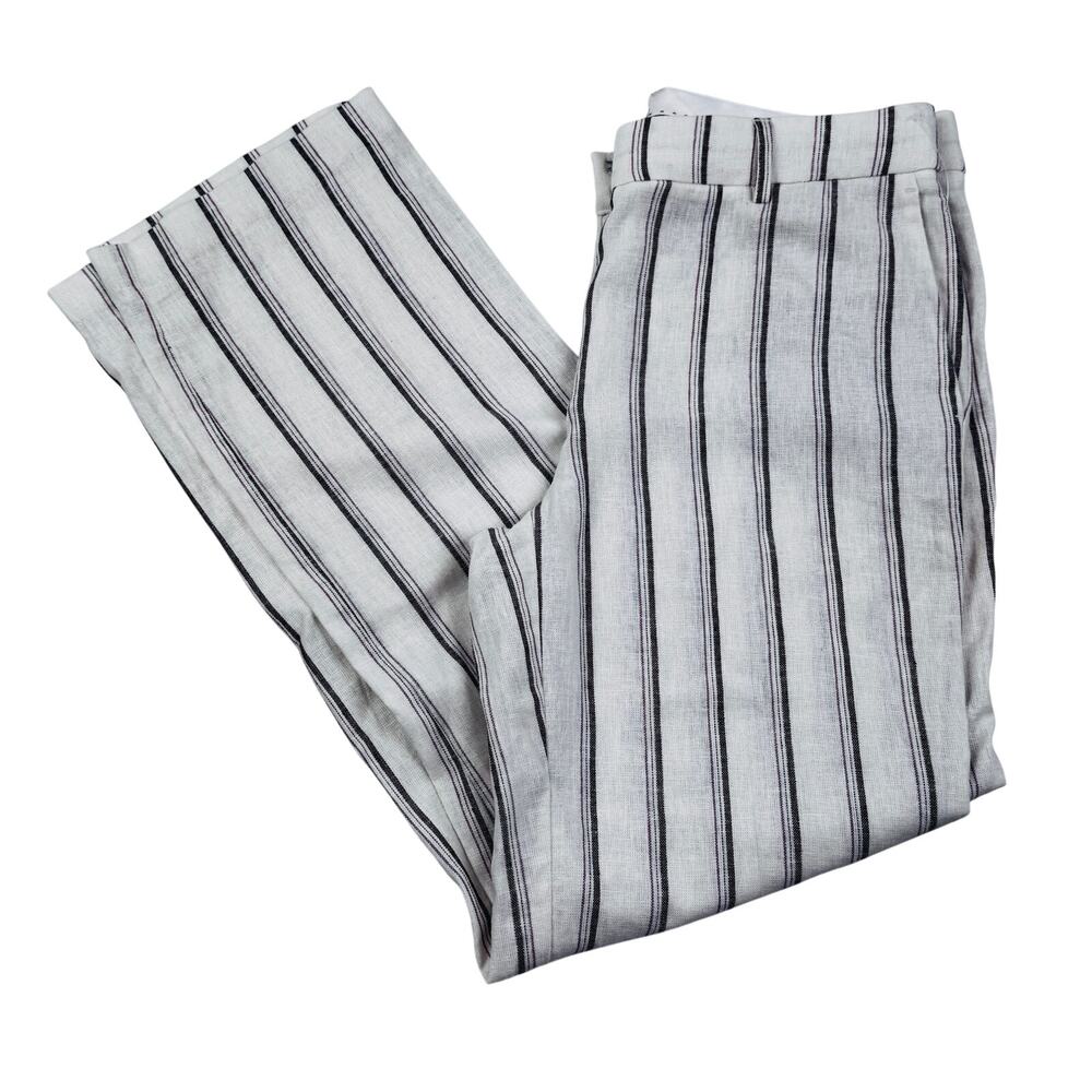 Rachel Zoe Linen Rayon Striped Lightweight Flat Front Flowy Pants Women's Size 8